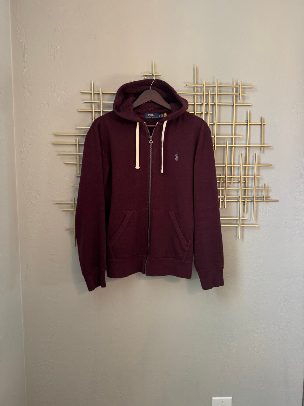 Polo Ralph Lauren Burgundy Full Zip Pony Logo Hoodie Sweatshirt